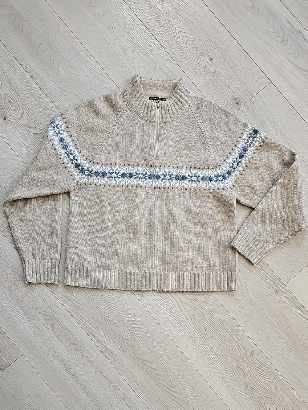Vintage Woolrich Lambswool Quarter Zip Nordic Neutral Pullover, Medium